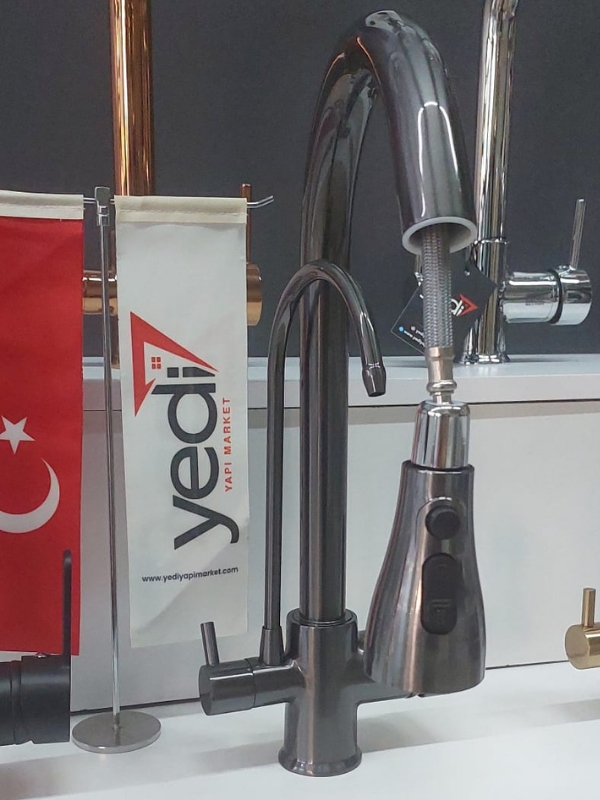 Yedi Yapı Antrasit Spiralli Arıtmalı Mutfak Evye Bataryası  