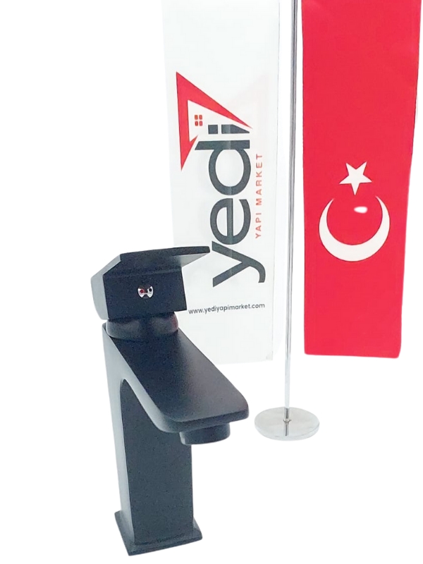 Siyah Kare Model Sabit Lavabo Bataryası 