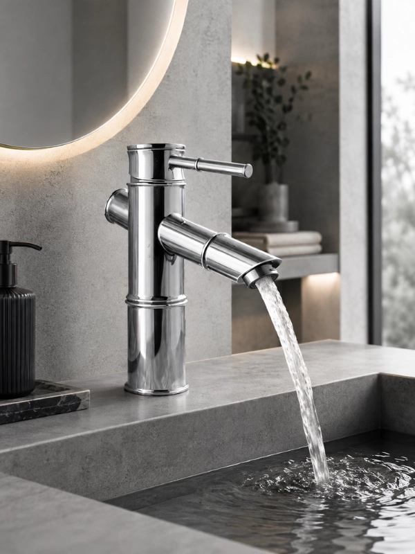 Bambu Tasarım Krom Lavabo Bataryası – Batarya Delikli Lavabolar İçin