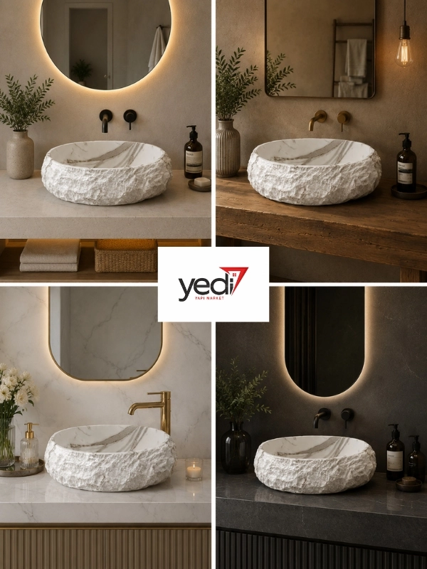 Beyaz Tezgah Üstü Seramik Çanak Lavabo 50x40x15 cm
