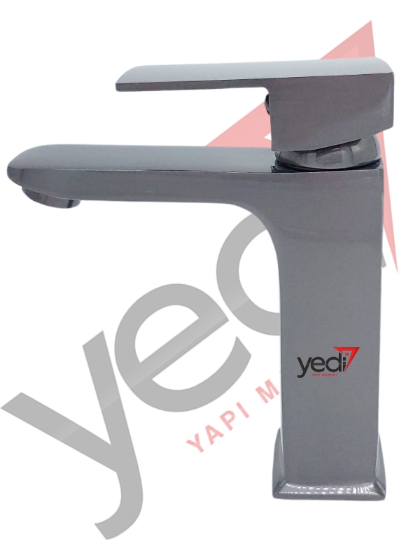 Antrasit Kare Model Sabit Lavabo Bataryası 
