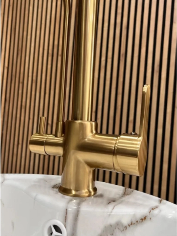 Spiralli Arıtmalı Mutfak Evye Bataryası Mat GOLD 