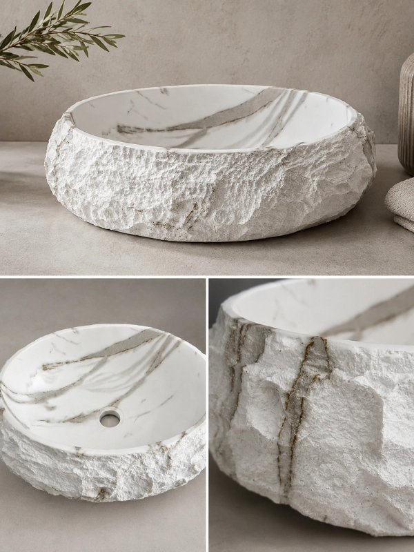 Beyaz Tezgah Üstü Seramik Çanak Lavabo 50x40x15 cm