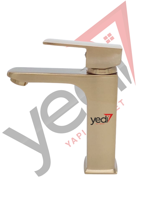 Mat Gold Kare Sabit Lavabo Bataryası Pirinç Gövde