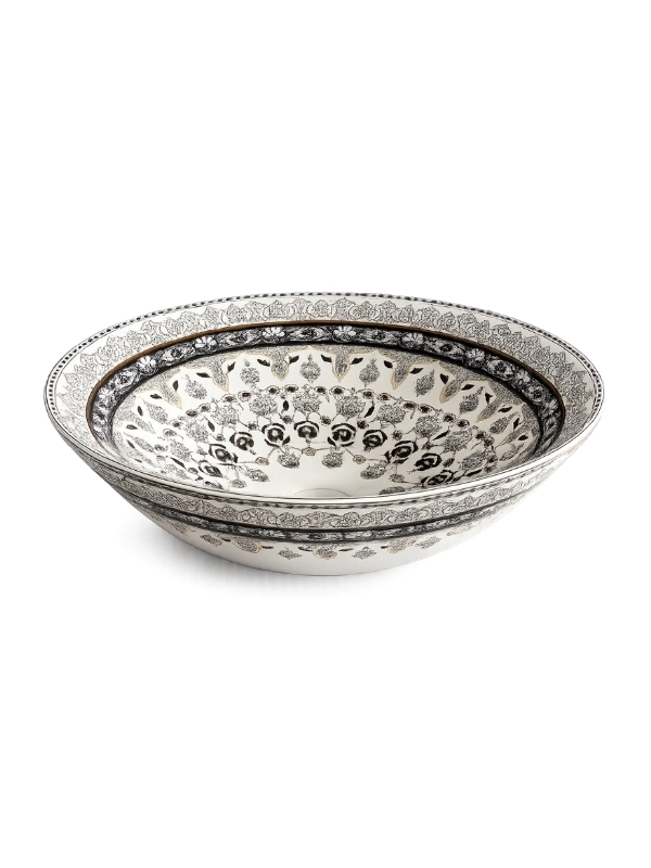 Çini Desenli Tezgah Üstü Seramik Çanak Lavabo 39,5x39,5x12,5 cm