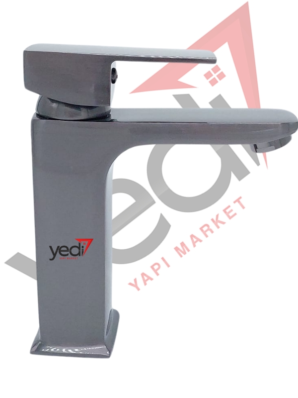 Antrasit Kare Model Sabit Lavabo Bataryası 