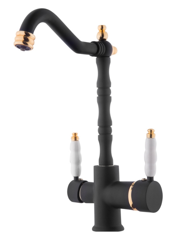 Rustik Arıtmalı Mutfak Evye Bataryası Siyah Gold