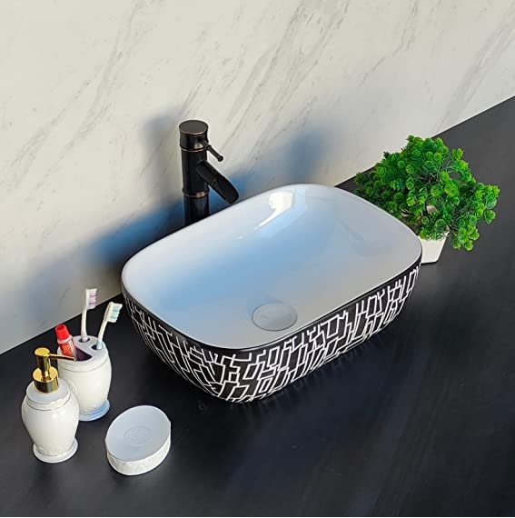 Gri Oval Tezgah Üstü Seramik Çanak Lavabo 45,5x32,5x14,5 cm