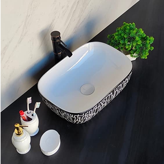 Gri Oval Tezgah Üstü Seramik Çanak Lavabo 45,5x32,5x14,5 cm