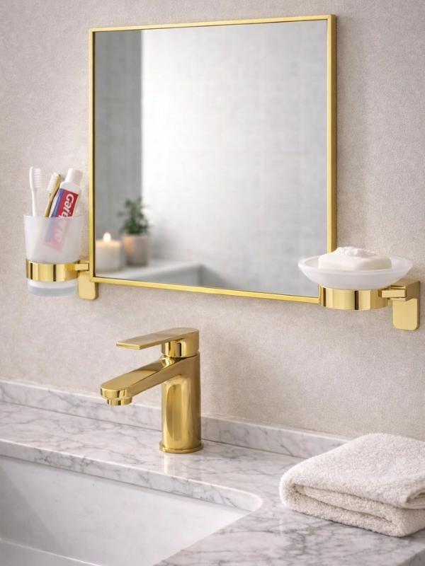 Banyo Aksesuarı Gold Diş Fırçalık 304 Paslanmaz Çelik
