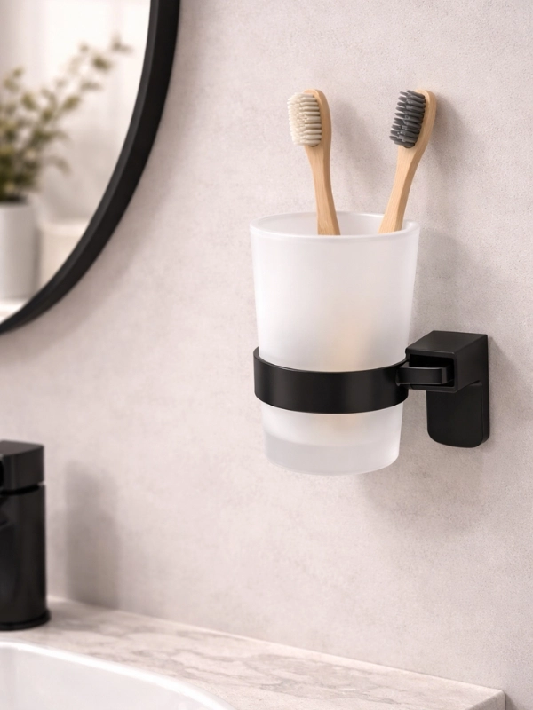 Banyo Aksesuarı Siyah Diş Fırçalık 304 Paslanmaz Çelik