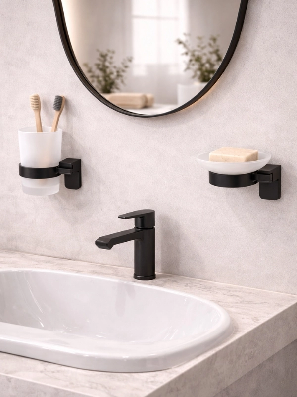 Banyo Aksesuarı Siyah Diş Fırçalık 304 Paslanmaz Çelik