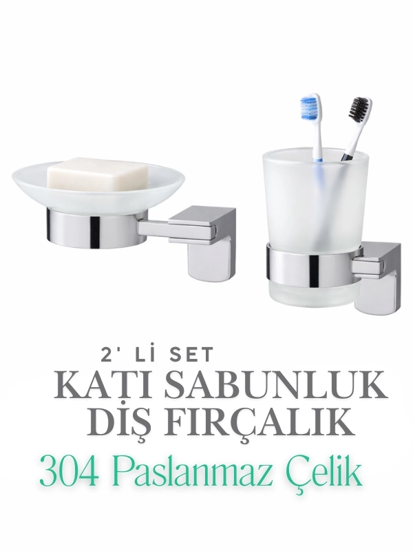 Banyo Aksesuarları Diş Fırçalık ve Sabunluk 304 Paslanmaz Çelik