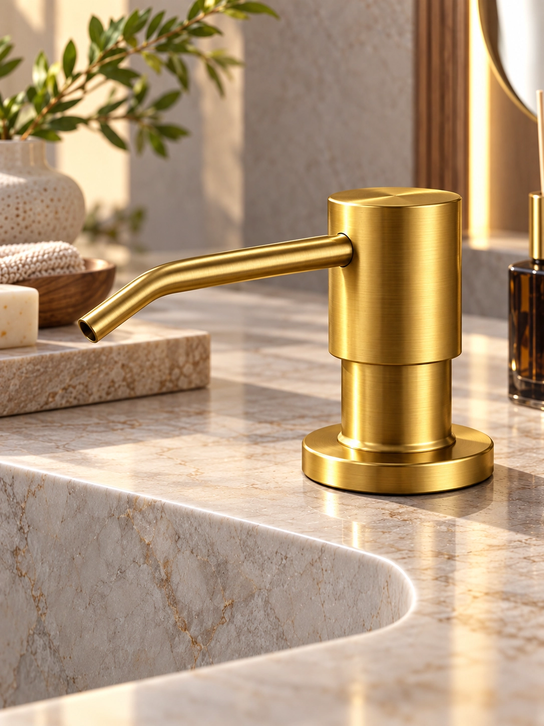 500 ml Mat Gold Ankastre Sıvı Sabunluk Tezgah Üstü Sabun Dispenseri