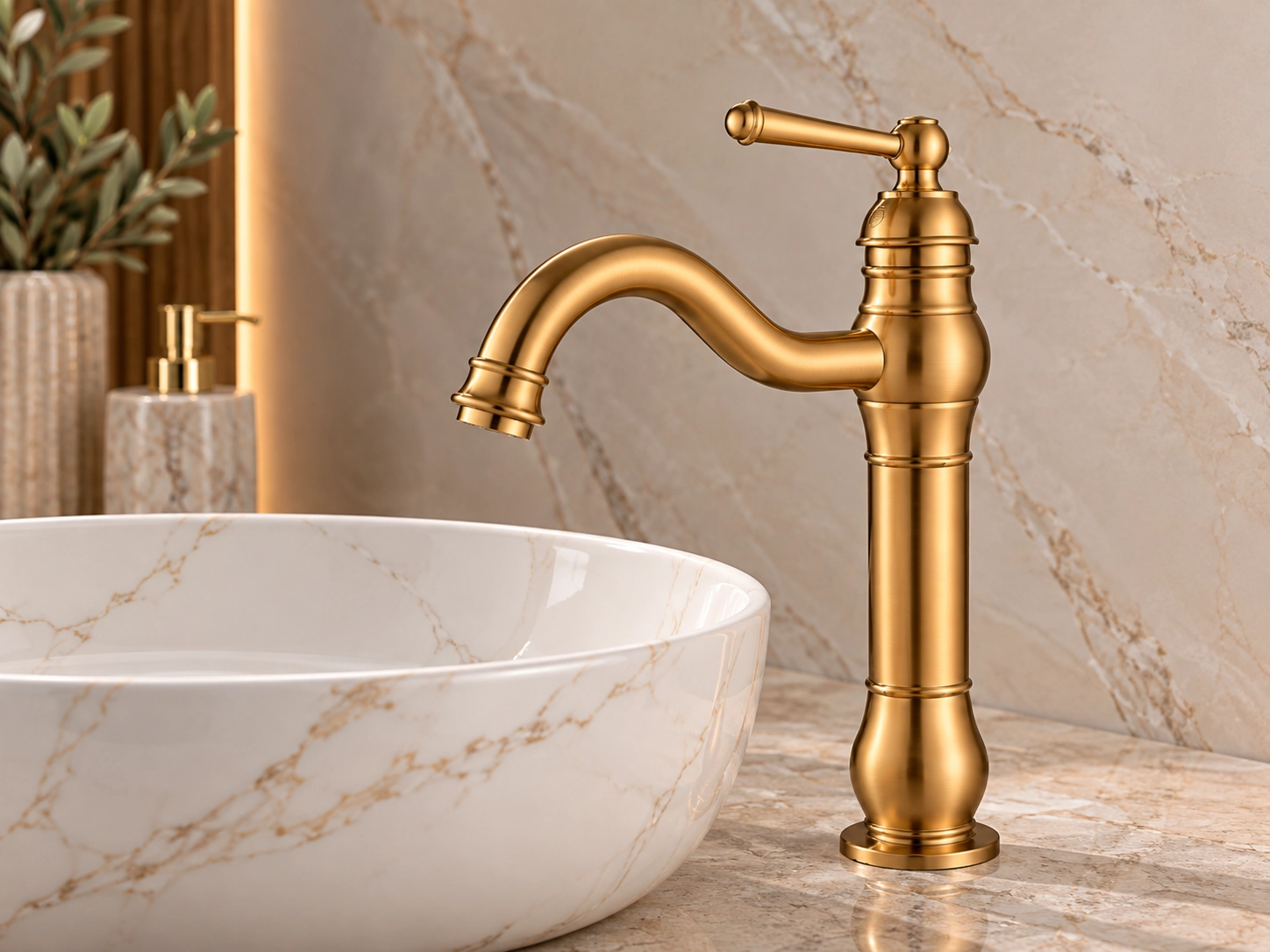 Retro Çanak Lavabo Bataryası Mat Gold