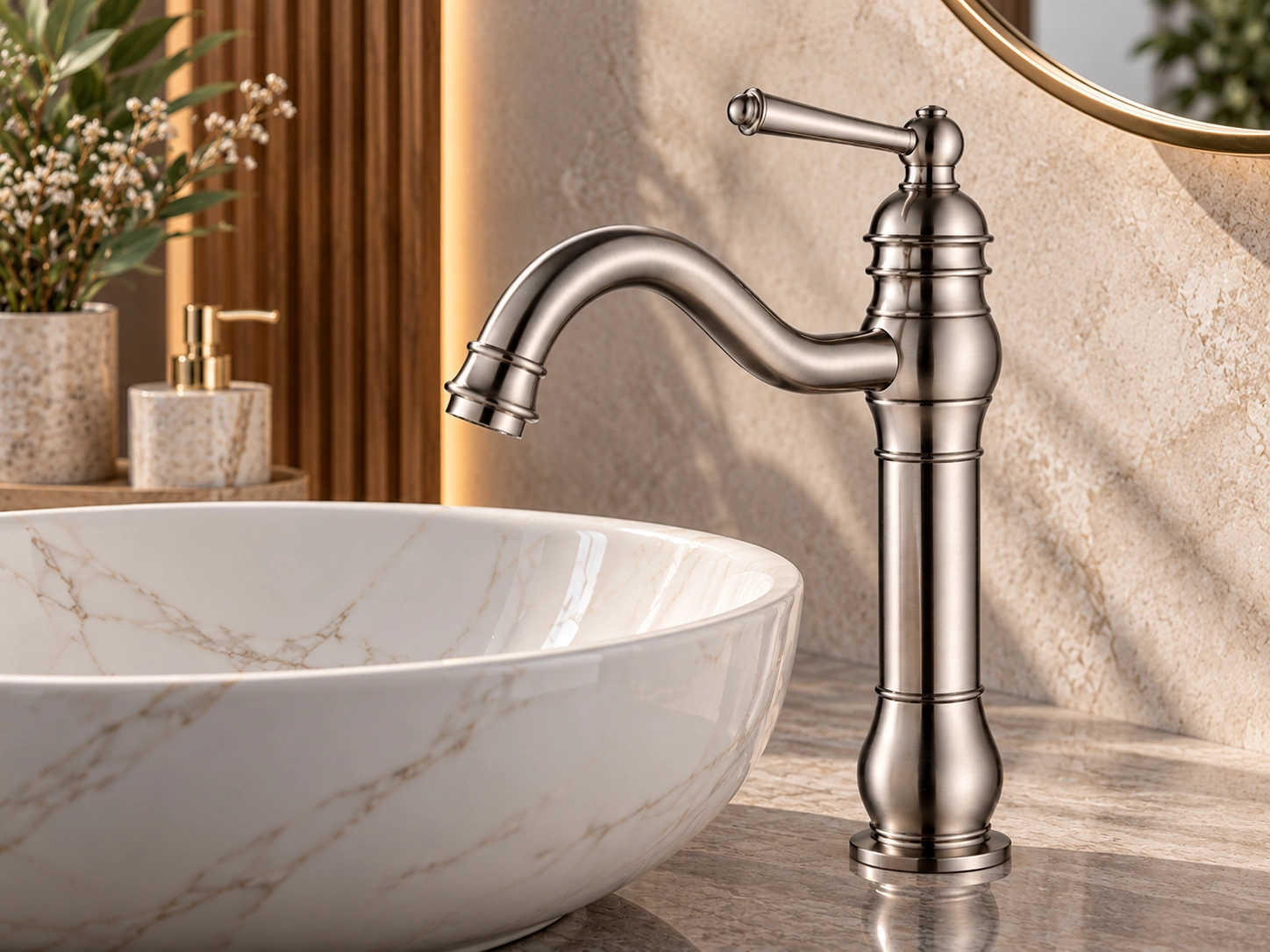 Retro Çanak Lavabo Bataryası İnox Mat Gümüş