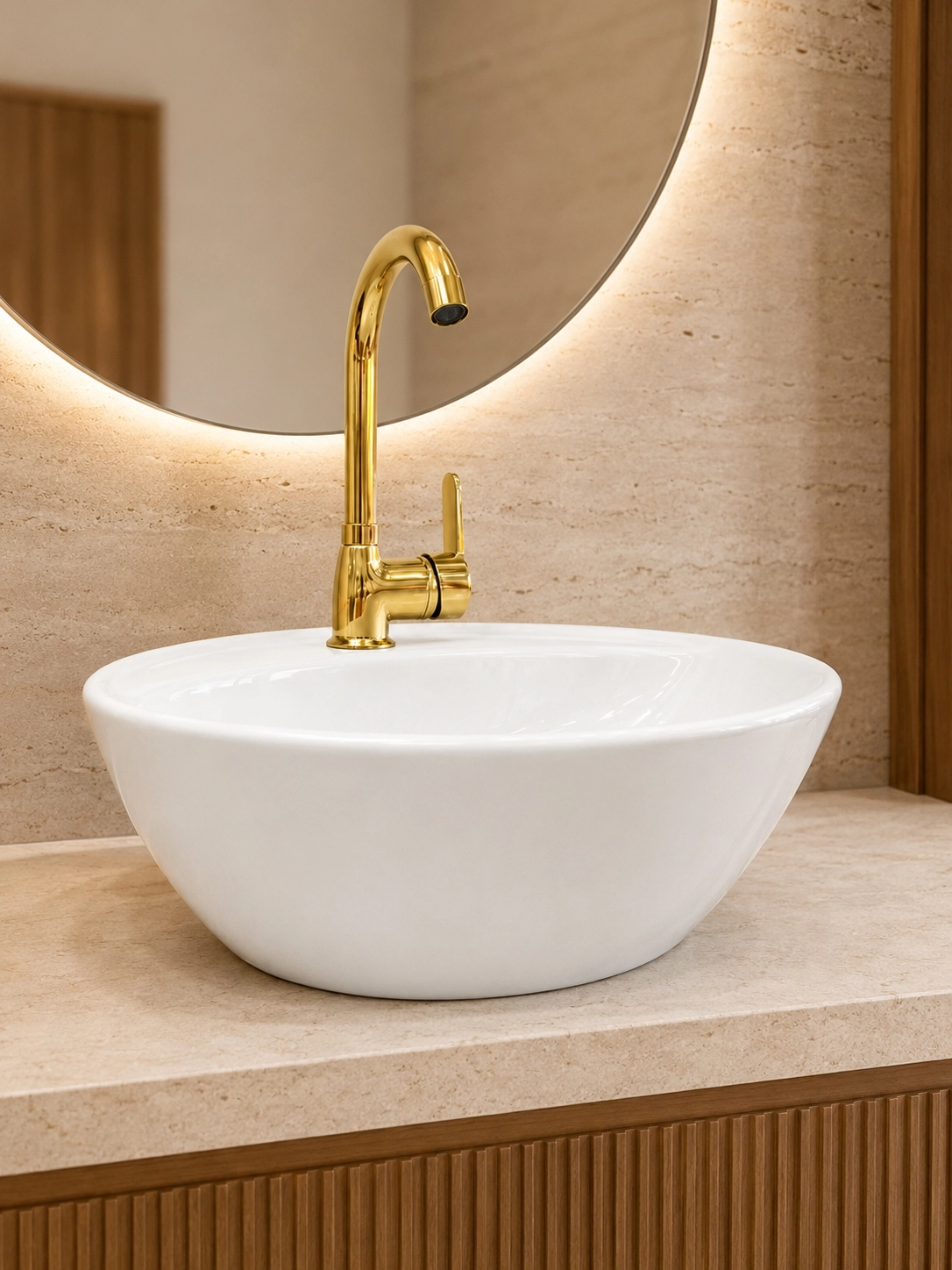 Gold Lavabo Bataryası 360° Döner Borulu Pirinç Gövde