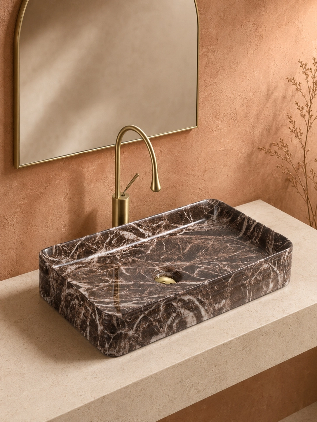 Büyük Boy Tezgah Üstü Seramik Çanak Lavabo 76x48x21 cm