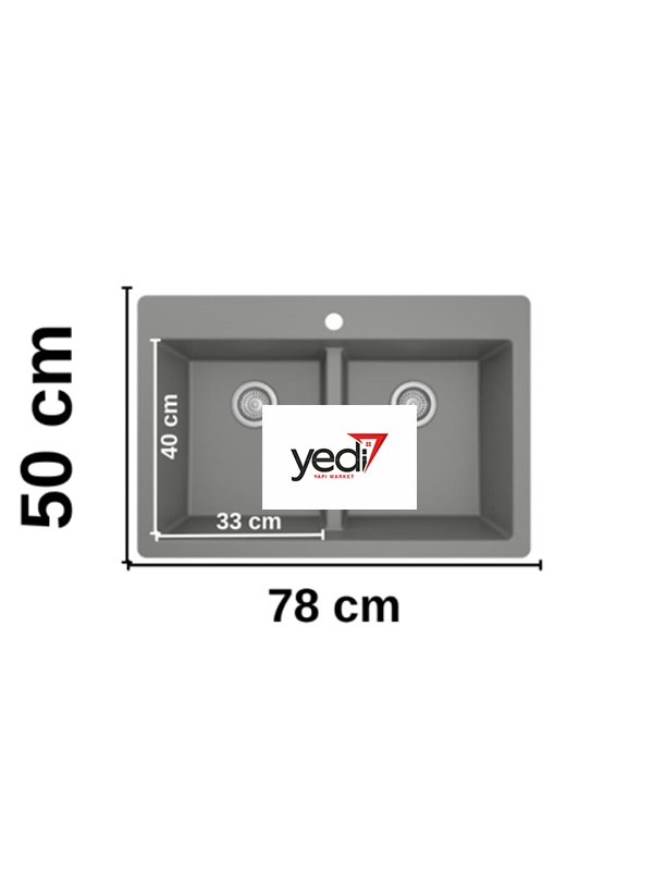 Mutfak Granit Evye Çift Gözlü Beyaz