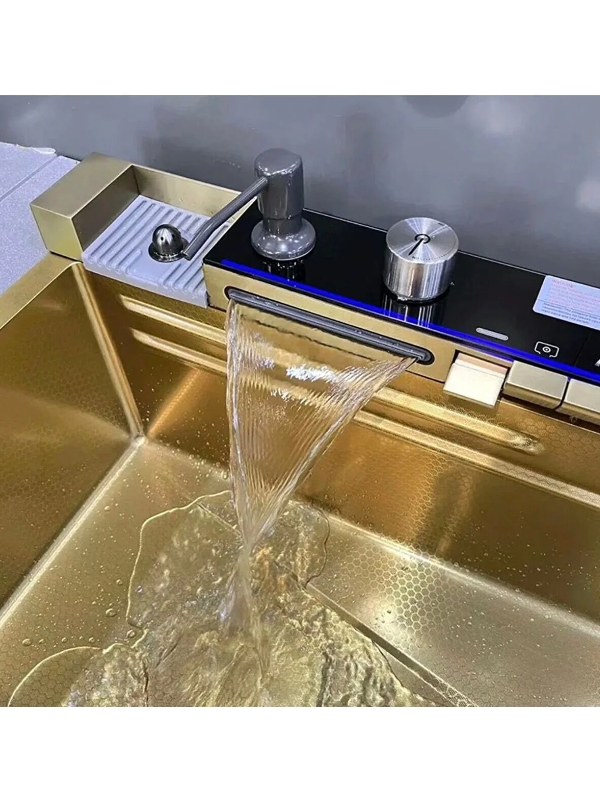 Tuşlu Teknolojik Mutfak Evyesi Gold