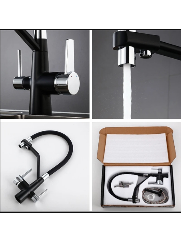 Arıtmalı Çıkarılabilir Borulu Mutfak Bataryası Siyah