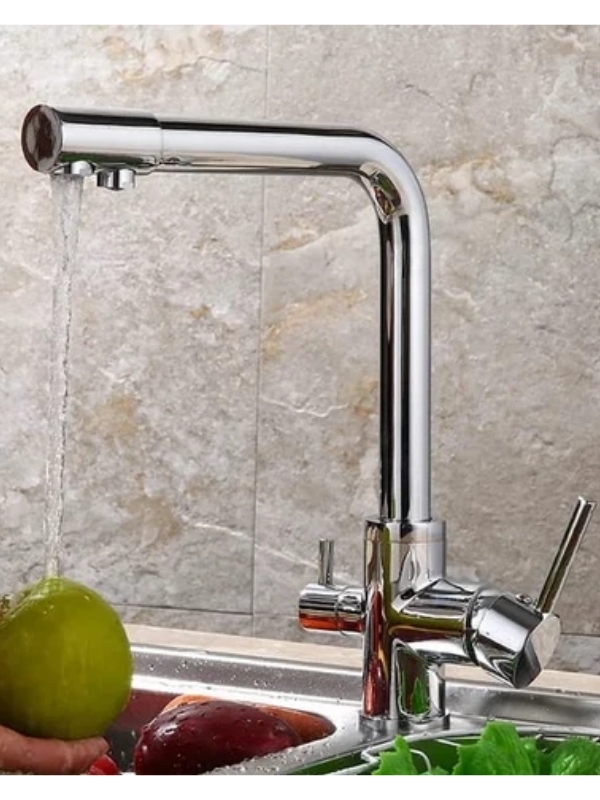 L Boru Arıtmalı Mutfak Evye Bataryası Krom