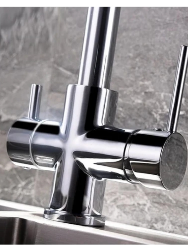 L Boru Arıtmalı Mutfak Evye Bataryası Krom