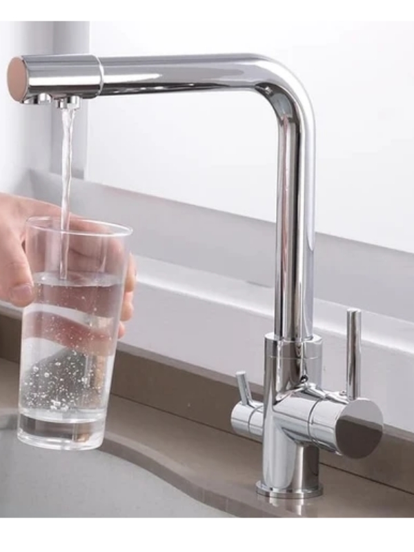 L Boru Arıtmalı Mutfak Evye Bataryası Krom