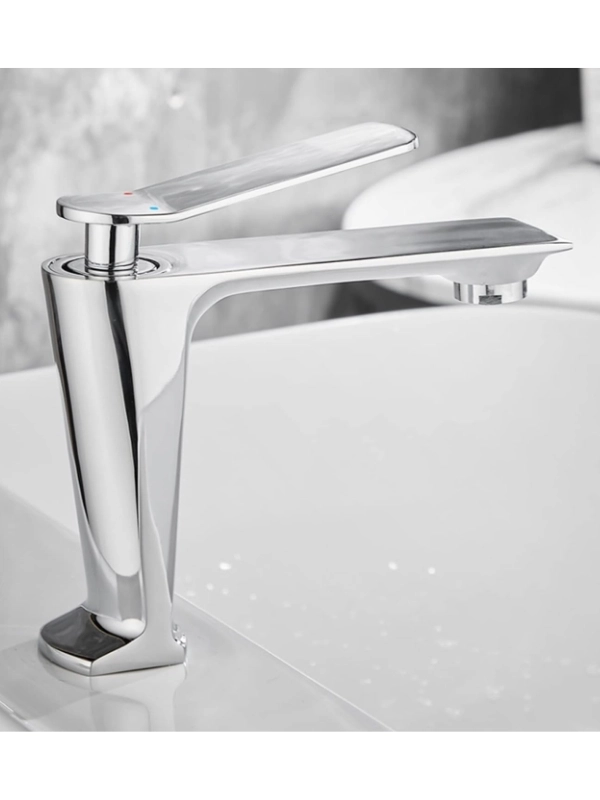 Lüks Tasarım Lavabo Bataryası Gümüş