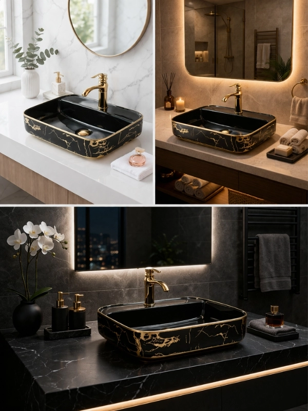 Seramik Çanak Lavabo 50x40x14 cm Batarya Delikli