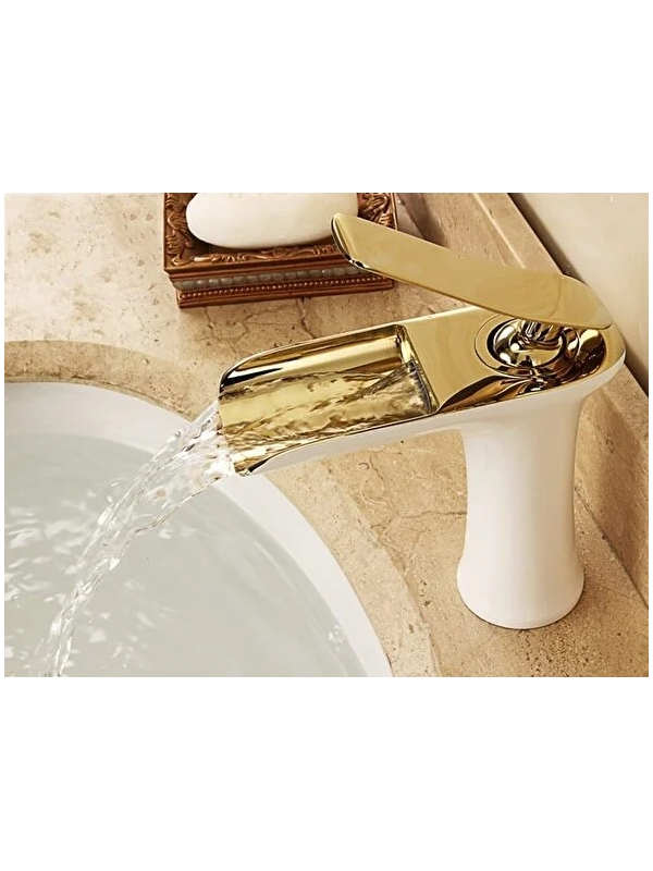 Şelale Lavabo Bataryası Beyaz-Gold