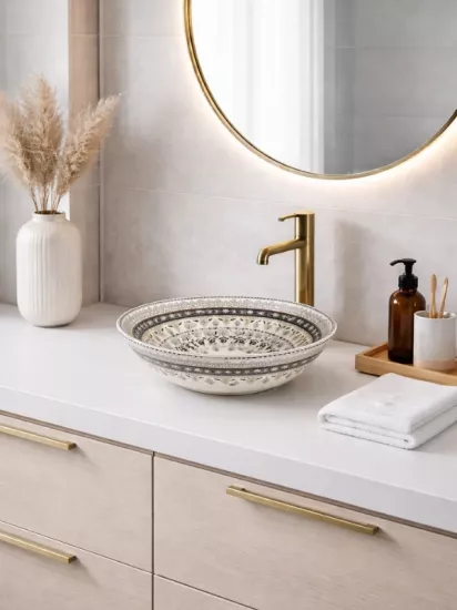 Tezgah Üstü Seramik Çanak Lavabo Banyo Lavabosu