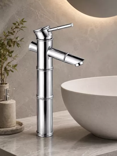 Bambu Gümüş Yüksek Çanak Lavabo Bataryası