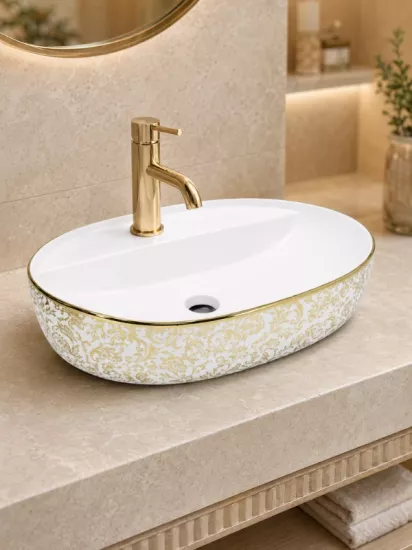 Beyaz Gold Çanak Lavabo 60x42,5 cm | Seramik