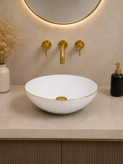 Beyaz Gold Çanak Lavabo 39x39 cm | Seramik