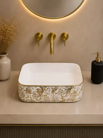 Beyaz Gold Çanak Lavabo 38,5 cm | Seramik