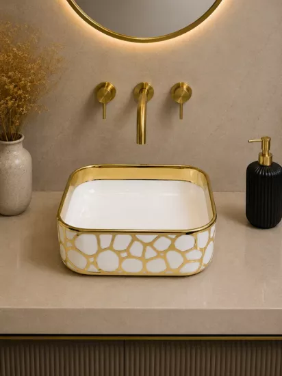 Beyaz Gold Çanak Lavabo 38,5x38,5 cm