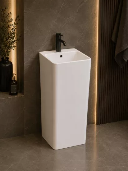 Beyaz Monoblok Lavabo 42x41x86 cm