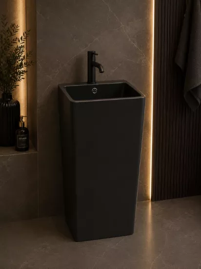 Siyah Monoblok Lavabo 42x41x86 cm