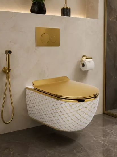 Beyaz Gold Asma Klozet | Duvara Monte Klozet