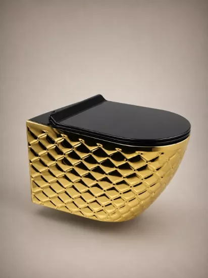 Gold Desenli Asma Klozet | Duvara Monte Klozet
