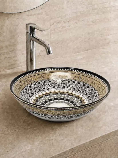 Desenli Çanak Lavabo 39x39 cm | Seramik