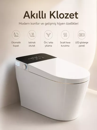 Akıllı Klozet – Otomatik Kapaklı Isıtmalı Smart WC
