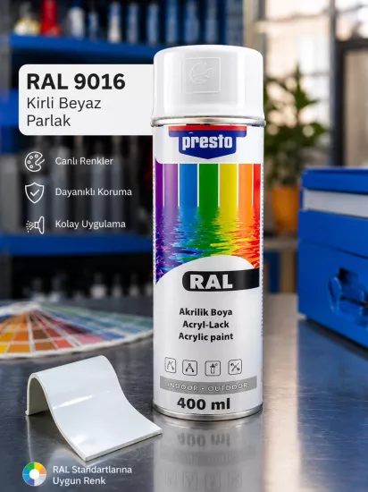 Presto RAL 9016 Kirli Beyaz Sprey Boya 400 ml