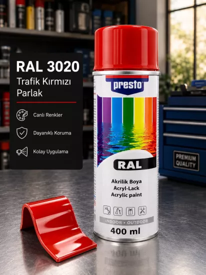 Presto RAL 3020 Trafik Kırmızı Sprey Boya 400 ml