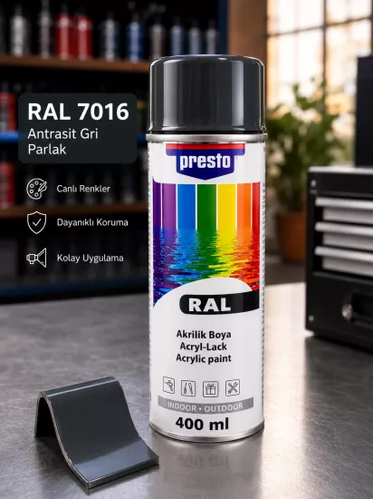 Presto RAL 7016 Antrasit Gri Sprey Boya 400 ml