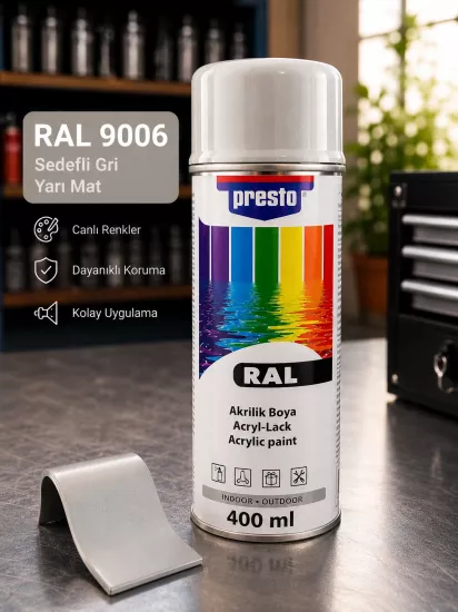 Presto RAL 9006 Sedefli Gri Sprey Boya 400 ml