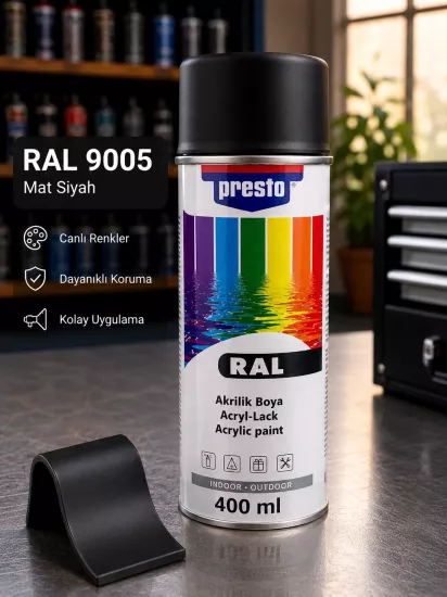 Presto RAL 9005 Mat Siyah Sprey Boya 400 ml