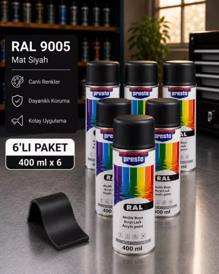 Presto RAL 9005 Mat Siyah Sprey Boya 400 ml 