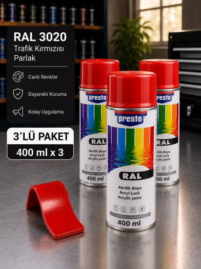 Presto RAL 3020 Trafik Kırmızısı Sprey Boya